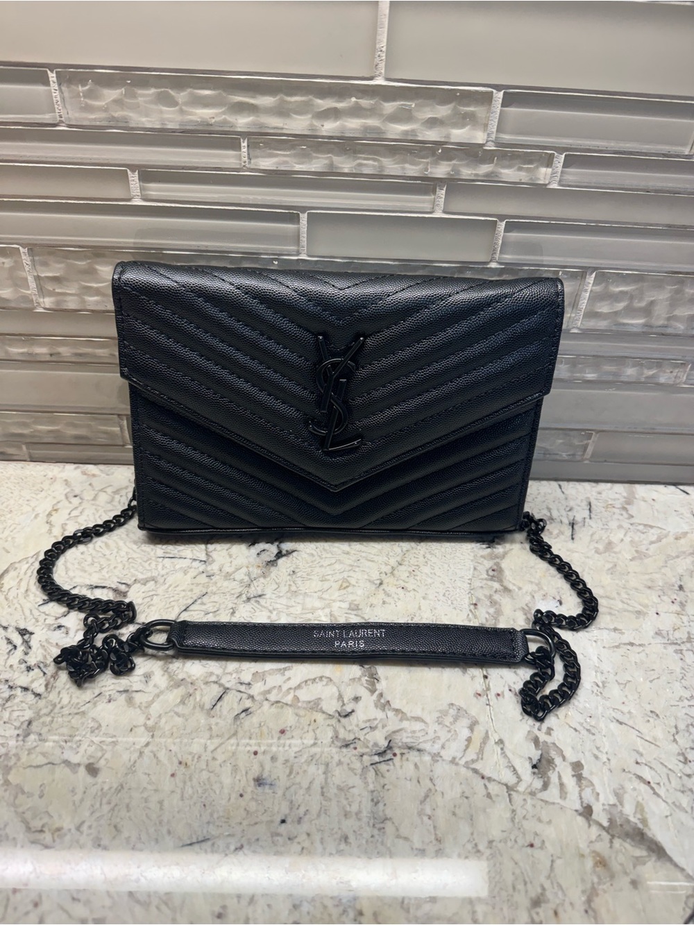 Yves St Laurent black crossbody clutch